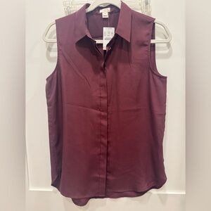 J. Crew Burgundy Sleeveless Button Down Shirt